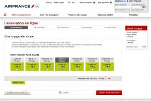 Tarrif Air France, cliquez pour agrandir.