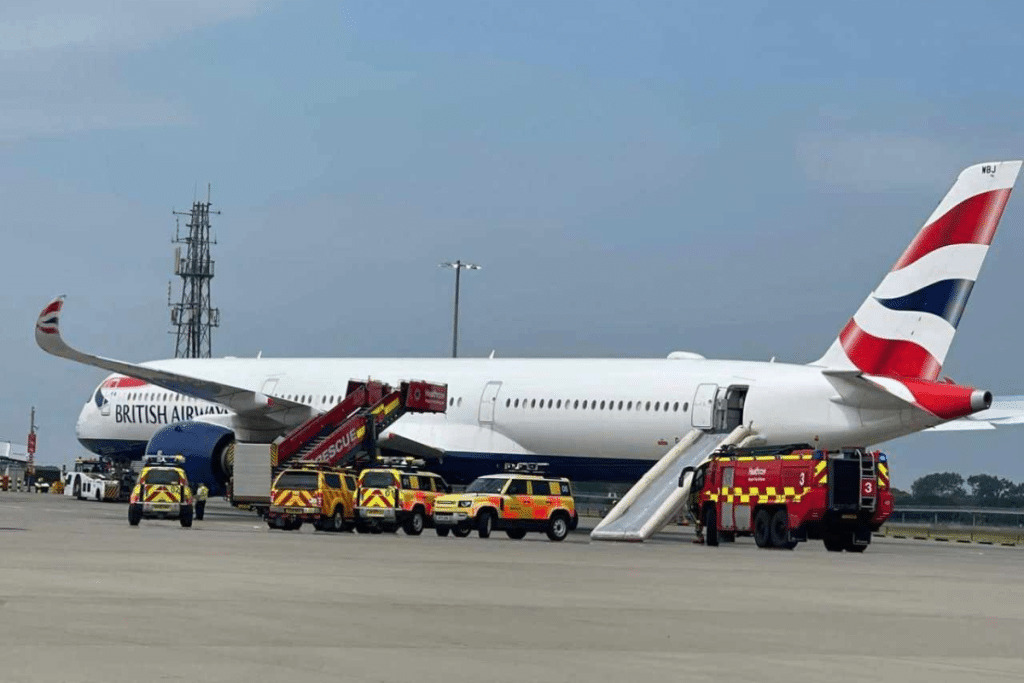 Toboggan déclenché au sol chez British Airways